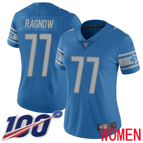 Detroit Lions Limited Blue Women Frank Ragnow Home Jersey NFL Football #77 100th Season Vapor Untouchable
